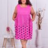 Plus size καλοκαιρινό φόρεμα με πουά-φουξία-κωδ 2010