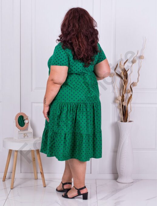 Plus size πουά φόρεμα με βολάν-πράσινο-κωδ 4168-2