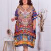 Plus size φόρεμα-καφτάνι με έθνικ μοτίβα-κωδ 5419