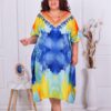 Plus size φόρεμα-καφτάνι με χρωματιστά σχέδια-κωδ 5420