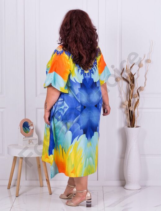 Plus size φόρεμα-καφτάνι με χρωματιστά σχέδια-κωδ 5420