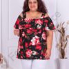 Plus size τουνίκ με άνοιγμα στους ώμους-μεγάλα κόκκινα λουλούδια-κωδ 1255-7