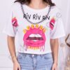 Oversize κοντό T-shirt Riv Riv Riv-λευκό-κωδ 1132-3