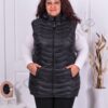 Plus size αμάνικο μπουφάν με κουκούλα σε μαύρο-κωδ 2206