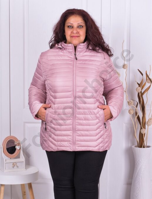 Plus size καπιτονέ μπουφάν-ροζ-κωδ 2223-1