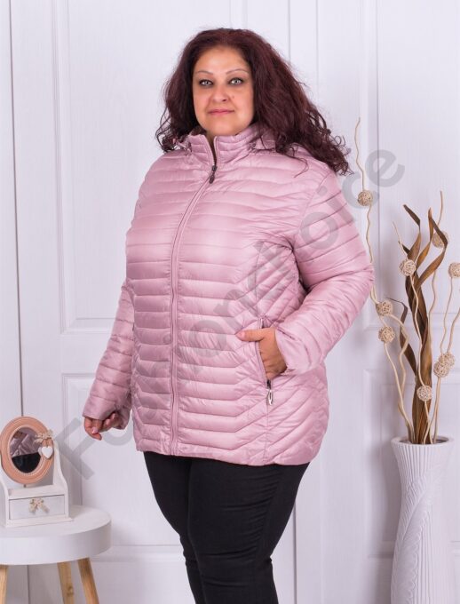 Plus size καπιτονέ μπουφάν-ροζ-κωδ 2223-1