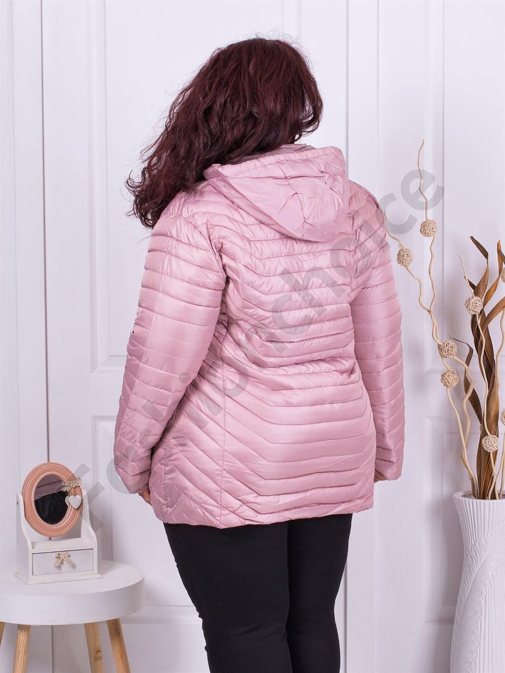 Plus size καπιτονέ μπουφάν-ροζ-κωδ 2223-1