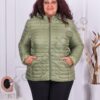 Plus size ελαφρύ καπιτονέ μπουφάν με κουκούλα-πράσινο παστέλ-κωδ 5870-1