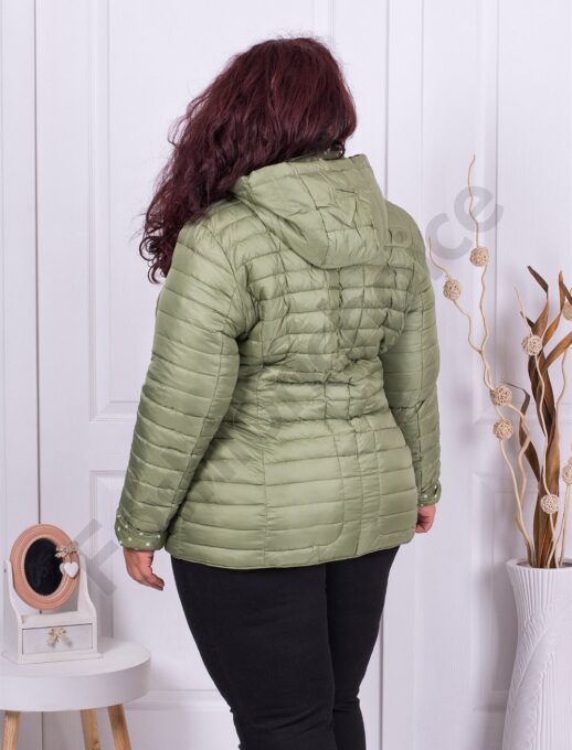 Plus size ελαφρύ καπιτονέ μπουφάν με κουκούλα-πράσινο παστέλ-κωδ 5870-1