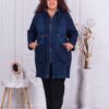 Plus size τζιν καπαρντίνα με διακόσμηση στο πίσω μέρος-μπλε-κωδ 7964-1