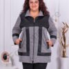 Plus size ζακέτα με λεπτομέρεια δερματίνη-γκρι μελανζέ-κωδ 1332-2