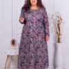 Plus size μακρύ φόρεμα με χρωματιστά μοτίβα-κοραλί-κωδ 334-1