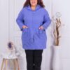 Plus size μπουκλέ παλτό με κουκούλα-γαλάζιο-κωδ 2138-2