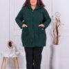 Plus size μπουκλέ παλτό με κουκούλα-σκούρο πράσινο-κωδ 2138-5