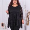 Plus size ασύμμετρη τουνίκ δαντέλα-μαύρο-κωδ 1323