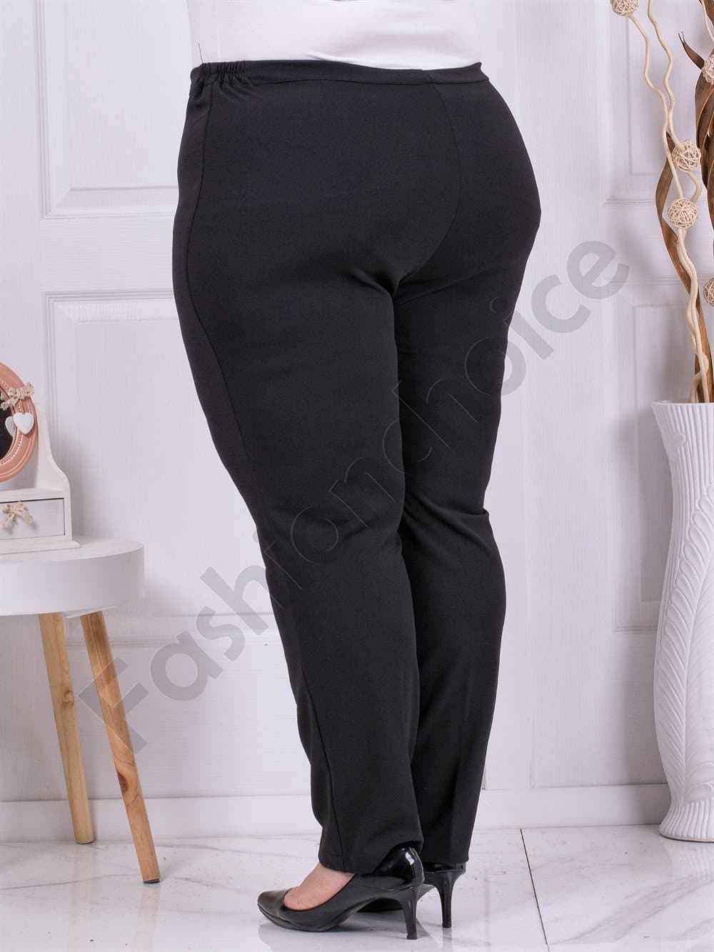 Plus size γυναικείο ελαστικό παντελόνι-μαύρο-κωδ 22023