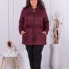 Plus size βελούδινη ζακέτα με κουκούλα-μπορντό-κωδ 1340-1