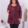 Plus size τουνίκ ψιλό πλεκτό με λεοπάρ μοτίβα-μπορντό-κωδ 19903