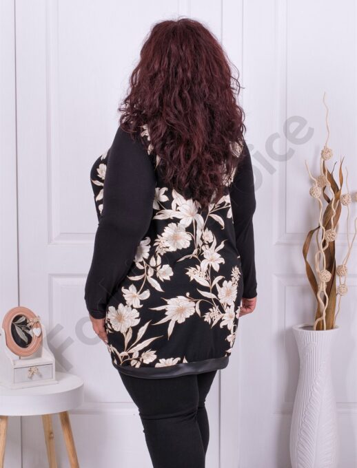 Plus size τουνίκ με μπεζ λουλούδια-κωδ 1303-17