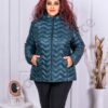 Plus size ελαφρύ καπιτονέ μπουφάν με κουκούλα-πετρόλ-κωδ 5922-2