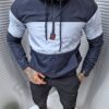 Ανδρικό αντιανεμικό δίχρωμο Hoodie-μπλε/γκρι-κωδ 249-1