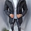 Ανδρικό μπουφάν παρκά με επένδυση fleece-μαύρο-κωδ 8612