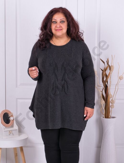 Plus size τουνίκ με διακόσμηση στρας-μαύρο-κωδ 3013-3