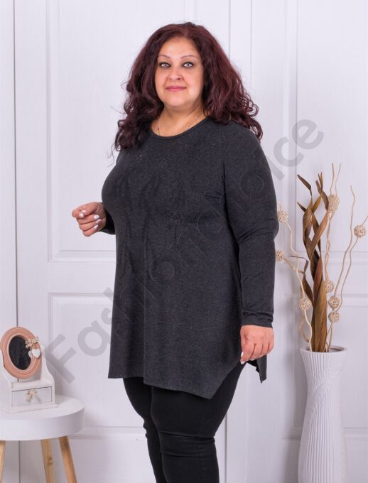 Plus size τουνίκ με διακόσμηση στρας-μαύρο-κωδ 3013-3