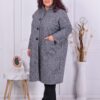 Plus size μπουκλέ παλτό με κουκούλα-γκρι-κωδ 3083-4