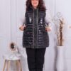 Plus size γυαλιστερό αμάνικο μπουφάν με κουκούλα-κωδ 057-2