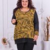 Plus size τουνίκ με λεπτομέρεια δαντέλα-μουσταρδί -κωδ 1242-6