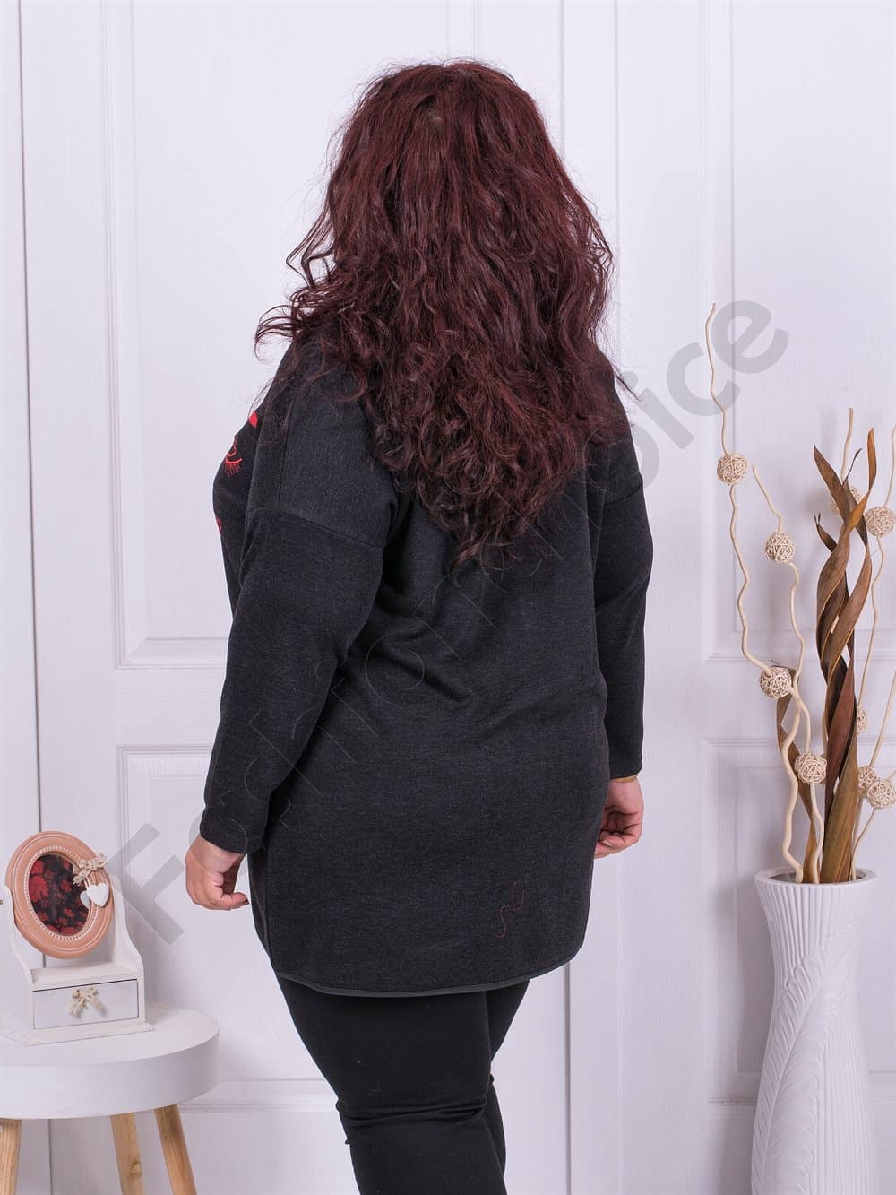 Plus size τουνίκ με φλοράλ μοτίβο και Art κέντημα-κωδ 1226B-5