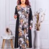 Plus size φόρεμα ανγκόρα με σχέδια μπεζ φύλλα-κωδ 22053-2