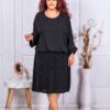 Plus size λούρεξ φόρεμα με σιφόν στο πάνω μέρος-μαύρο-κωδ 602