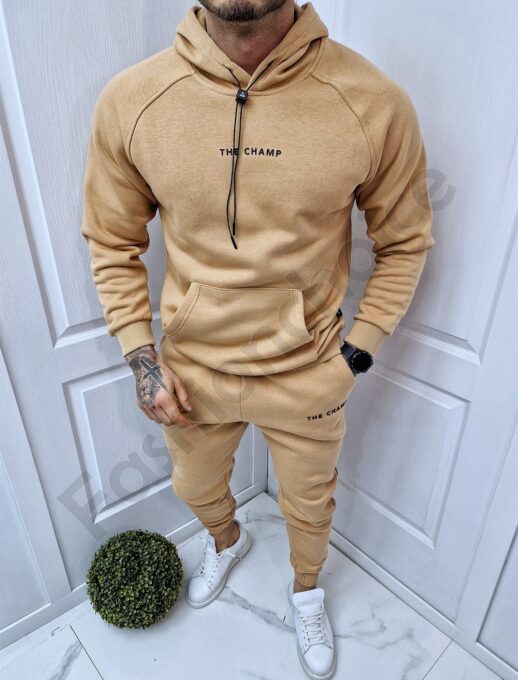 Ανδρικό Fleece σετ με hoodie-καμηλό-κωδ 2247-3
