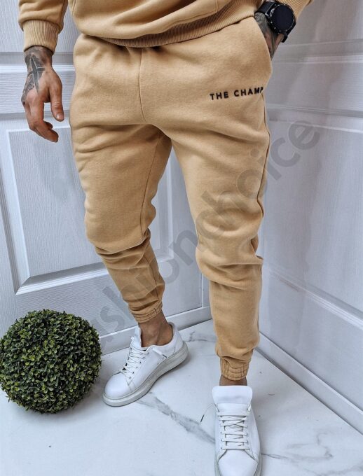 Ανδρικό Fleece σετ με hoodie-καμηλό-κωδ 2247-3