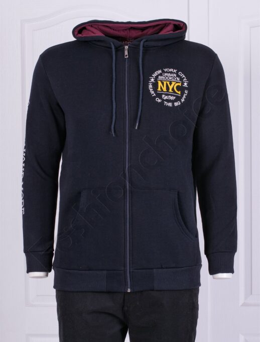 Plus size ανδρικό φούτερ NYC με κουκούλα-μαύρο-κωδ 22520