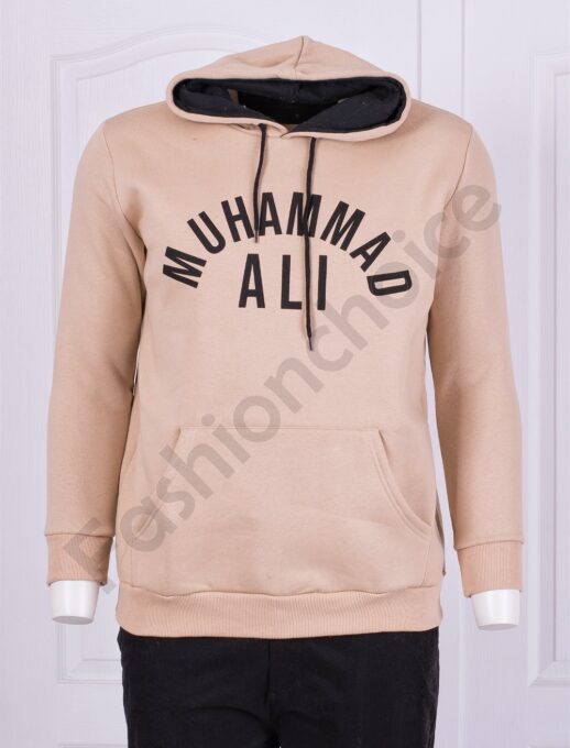 Plus size ανδρικό φούτερ hoodie Muhammad Ali-μπεζ-κωδ 22561