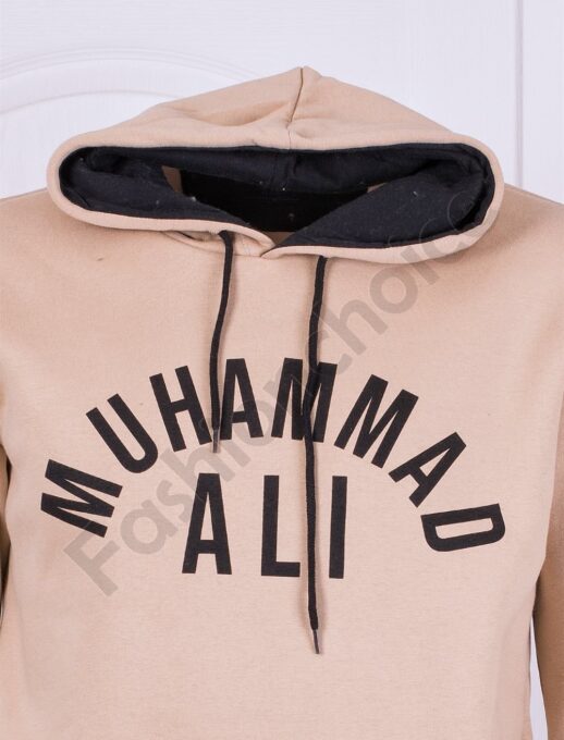 Plus size ανδρικό φούτερ hoodie Muhammad Ali-μπεζ-κωδ 22561
