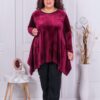 Plus size βελούδινο τουνίκ σε χρώμα μπορντό -κωδ 577-2