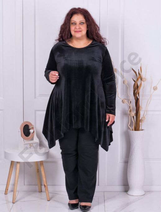 Plus size βελούδινο τουνίκ σε μαύρο-κωδ 577