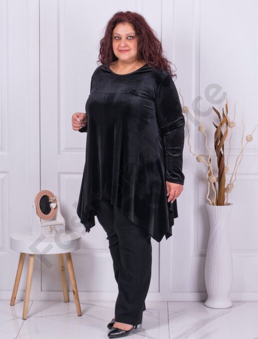 Plus size βελούδινο τουνίκ σε μαύρο-κωδ 577