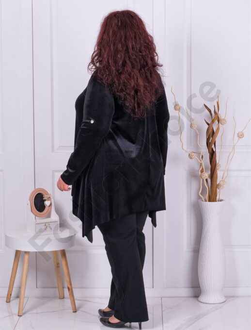 Plus size βελούδινο τουνίκ σε μαύρο-κωδ 577