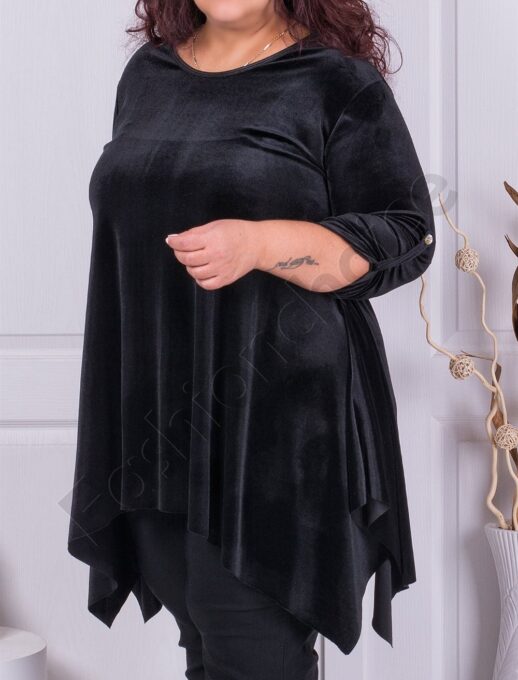 Plus size βελούδινο τουνίκ σε μαύρο-κωδ 577