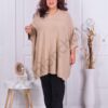 Plus size πλεκτή τουνίκ πόντσο-καμηλό-κωδ 8028-5