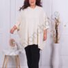 Plus size πλεκτή τουνίκ πόντσο-εκρού-κωδ 8028-3