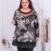 Plus size τουνίκ με τούλι και σχέδιο φύλλα-κωδ 1334-4