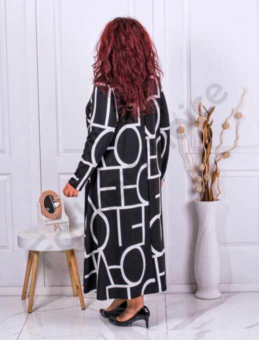 Plus size φόρεμα με ασπρόμαυρο σχέδιο-κωδ 82824