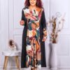 Plus size φόρεμα με χρωματιστά σχέδια-μπεζ-κωδ 22053-4