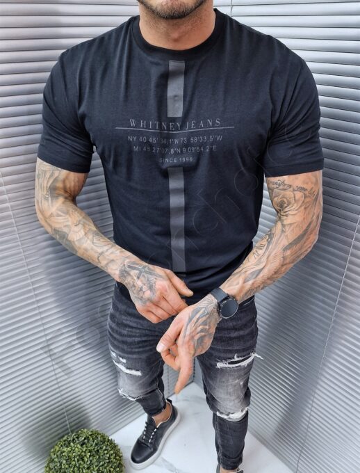 Ανδρική βαμβακερή T-shirt με στάμπα μπροστά και πίσω-κωδ 525